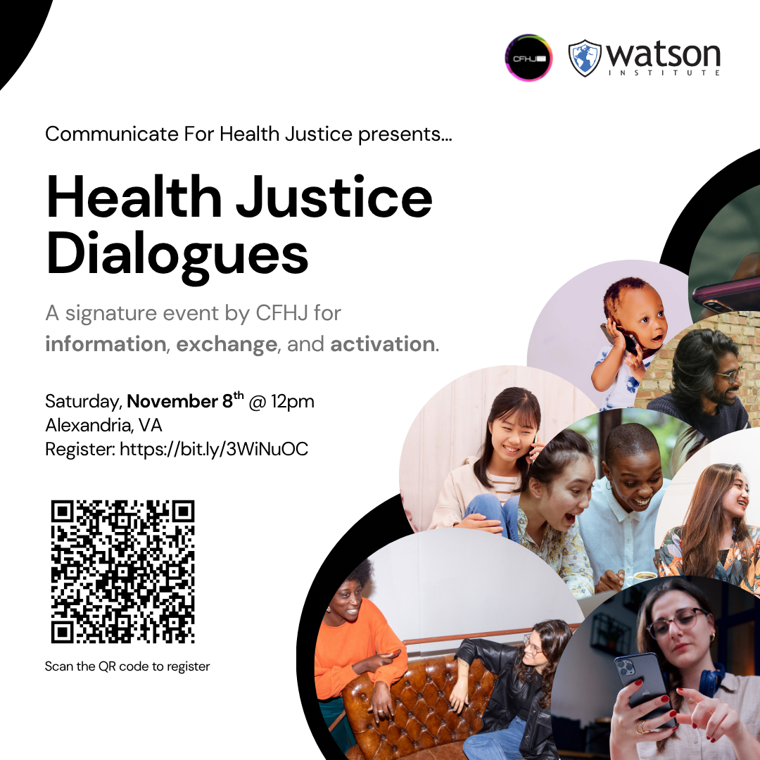 CFHJ Health Justice Dialogues promo flyer.